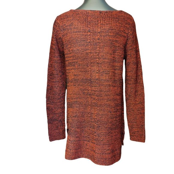 DESIGN 365 Womens M Red Black Marled Knit Diamond Pattern Long Sleeve Sweater - Picture 2 of 3